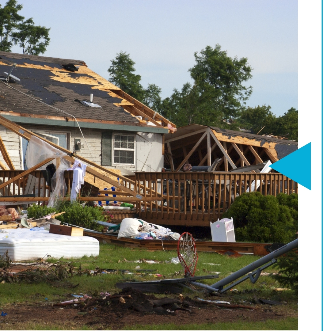 Aftermath of a home that has been in a dangerous storm