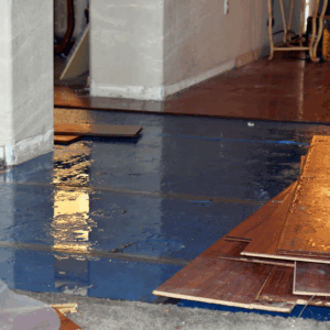 Flooded floor boards